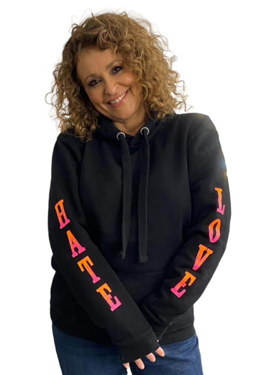 LOVE HATE Sleeves Adult Hoodie