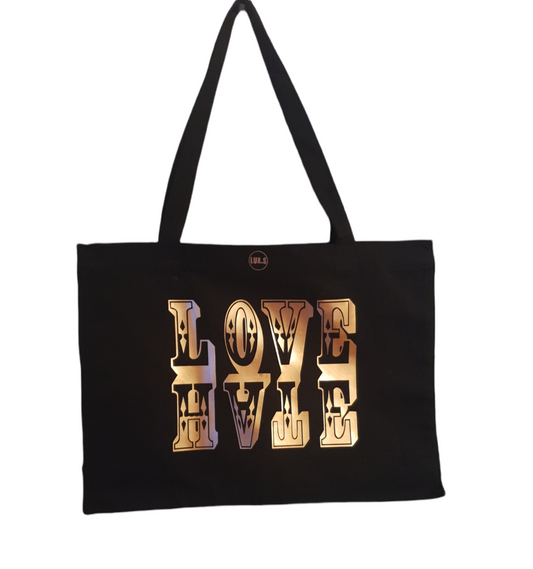 LOVE HATE Shopper Bag in metallic