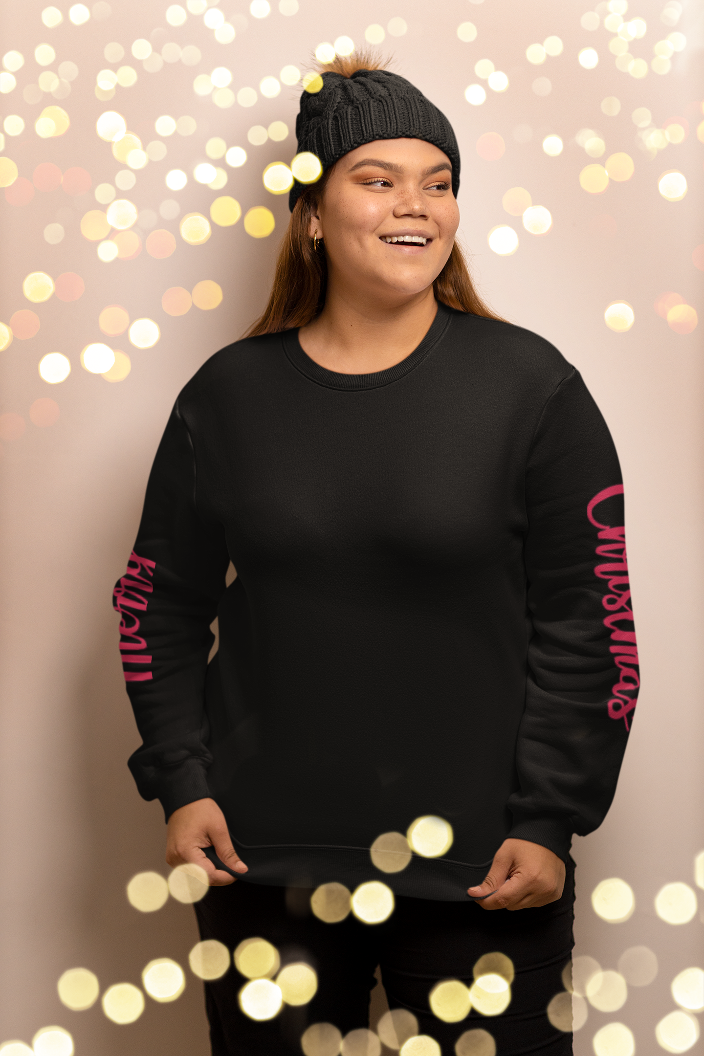 Merry Christmas printed sleeve sweatshirt